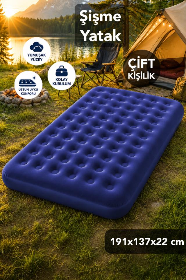 Çift Kişilik Şişme Yatak - Kamp Bahçe Şişme Yatak 191x137x22
