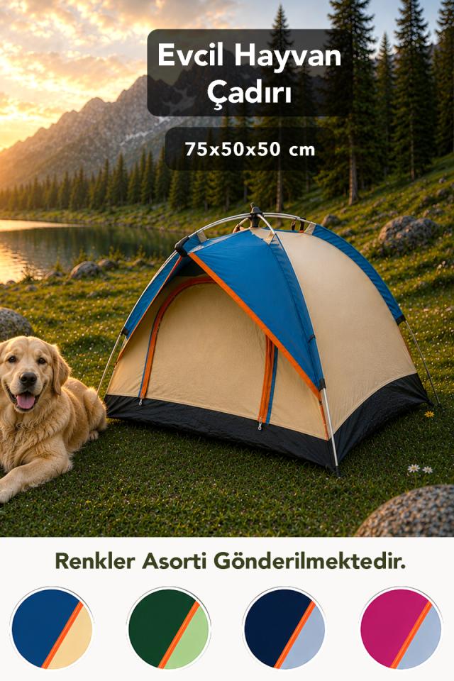 Evcil Hayvan Çadırı - Kedi Köpek Evcil Hayvan Asorti Bahce Kamp Çadırı 75x50x50