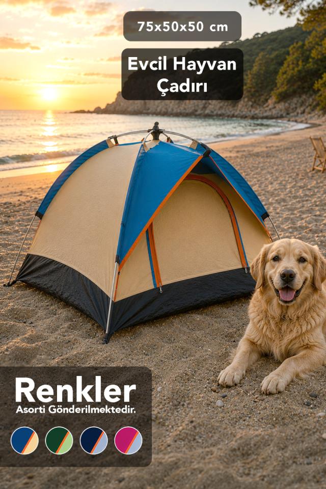 Evcil Hayvan Çadırı - Kedi Köpek Evcil Hayvan Bahce Kamp Asorti Çadır 75x50x50